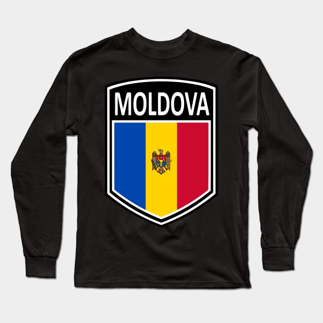 Flag Shield - Moldova Long Sleeve T-Shirt by Taylor'd Designs